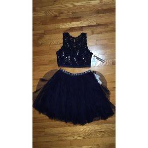 Sequined Navy Two Piece Dress